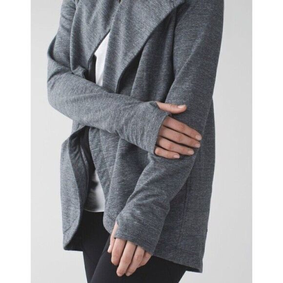 Lululemon Size 6 That's A Wrap Jacket Heathered Slub Coal Stretch French Terry - Picture 8 of 16